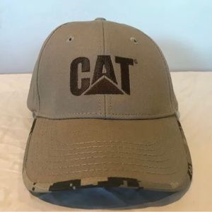 CAT Caterpillar Baseball Hat Cap Tan W/ Digital Camo Under Bill SnapBack NWOT